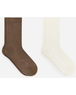 ARKET Ribbed Silk-Blend Socks - White