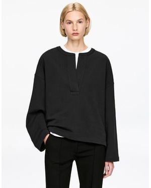 ARKET Open-Placket Sweatshirt - Black