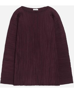 ARKET Volume-Sleeve Plissé Top - Purple