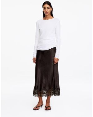 ARKET Lace-Detail Satin Skirt - Black