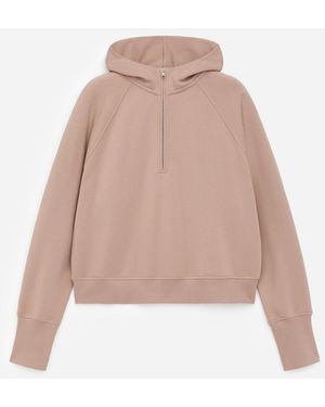 ARKET Half-Zip Hooded Sweatshirt - Natural