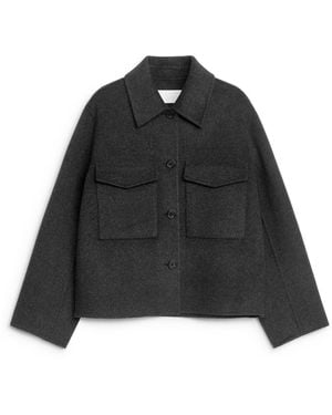 ARKET Double-face Wool Overshirt - Black