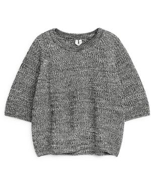 ARKET Rib-knit Short-sleeve Top - Grey