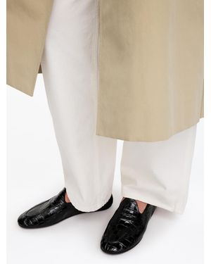 ARKET Croc-Embossed Leather Loafers - White