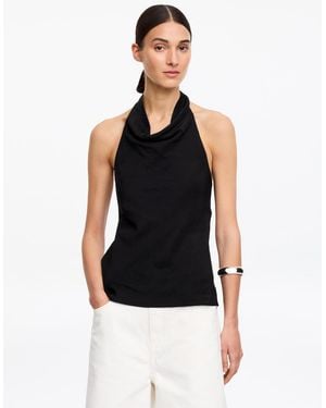 ARKET Linen Blend Halterneck Top - Black