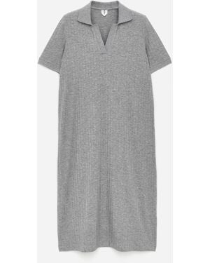 ARKET Rib-Knit Polo Dress - Grey