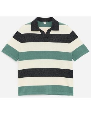 ARKET Block-Stripe Polo Shirt - Green