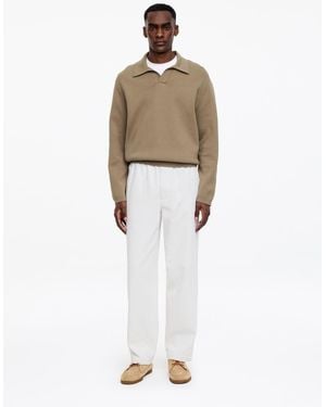 ARKET Loose Cotton Linen Trousers - White