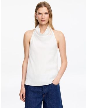 ARKET Linen Blend Halterneck Top - White