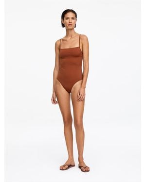 ARKET Square-Neck Swimsuit - Brown