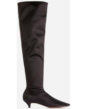 ARKET Over-The-Knee Satin Boots - Black