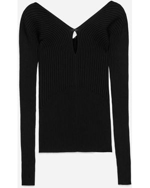 ARKET V-Neck Rib Top - Black