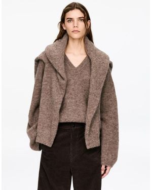 ARKET Alpaca-Wool Blend V-Neck Jumper - Brown