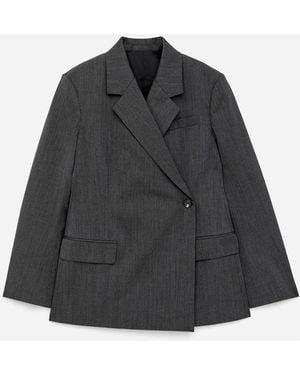 ARKET Wool-Blend Wrap Blazer - Grey