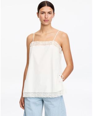 ARKET Lace-Trim Cotton Strap Top - White