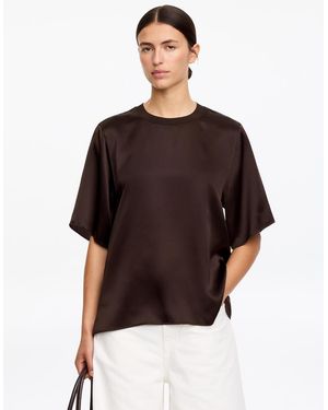 ARKET Silk Satin T-Shirt - Brown