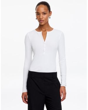 ARKET Geripptes Henley-Shirt - Weiß