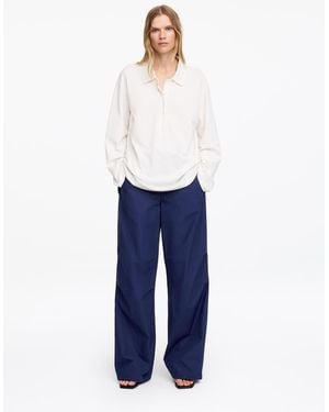 ARKET Cotton Pleat-Knee Trousers - Blue