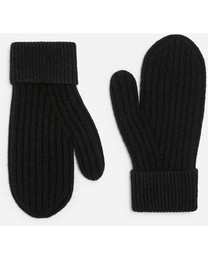 ARKET Ribbed Wool Mittens - Black