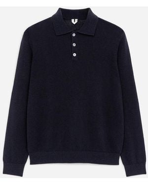 ARKET Linen Blend Polo Shirt - Blue