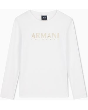 ARMANI EXCHANGE Camiseta De Punto De Algodón Orgánico De Corte Slim - Blanco