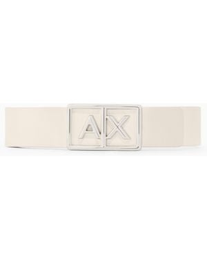 ARMANI EXCHANGE Cinturón Con Hebilla Rectangular Y Logotipo - Blanco
