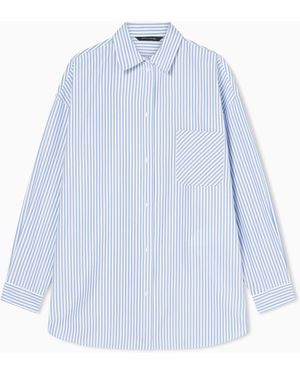 ARMANI EXCHANGE Oversized Striped Shirt - Blue