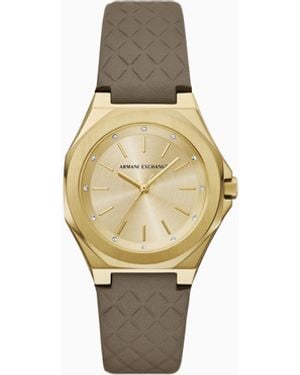 ARMANI EXCHANGE Reloj De Piel Marrón De Tres Manecillas - Blanco