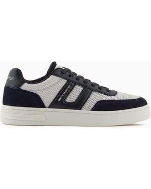 ARMANI EXCHANGE Baskets En Mesh Avec Empiècements Contrastés - Blanc
