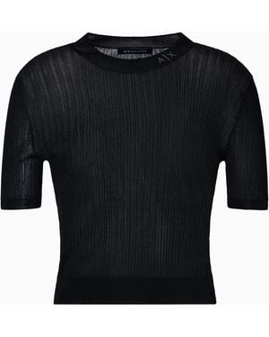 ARMANI EXCHANGE Pull En Fil Lurex Avec Logo - Noir