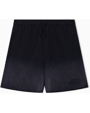 ARMANI EXCHANGE Used-Effect Bermuda Shorts With Logo - Blue