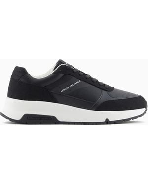 ARMANI EXCHANGE Trainers With Contrasting Details And Logo - Blue