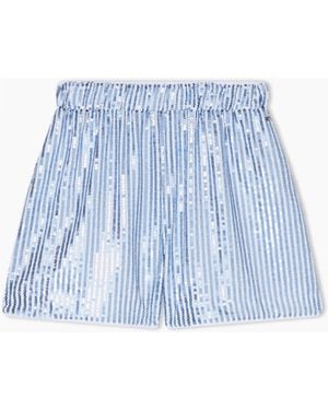 ARMANI EXCHANGE Striped Shorts With Sequins - Blue