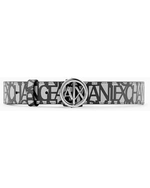 ARMANI EXCHANGE Cinturón Con Logotipo Estampado Y Hebilla Con El Logotipo - Blanco