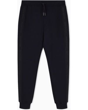 ARMANI EXCHANGE Regular Fit Trousers Bonded Stretch Cotton Jersey - Blue