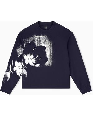ARMANI EXCHANGE Sweatshirt Regular Fit Aus Baumwolle Mit Blumenmuster - Blau
