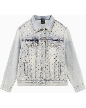ARMANI EXCHANGE Blouson Jacket Rigid Denim Regular Fit With Embellishment - Grey