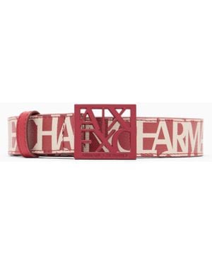 ARMANI EXCHANGE Cinturón Con Logotipo Y Hebilla De Placa Troquelada - Blanco