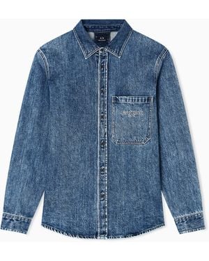 ARMANI EXCHANGE Regular Fit Cotton Denim Shirt - Blue
