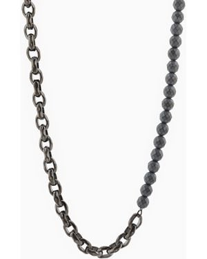 ARMANI EXCHANGE Gunmetal Hematite Chain Necklace - Metallic