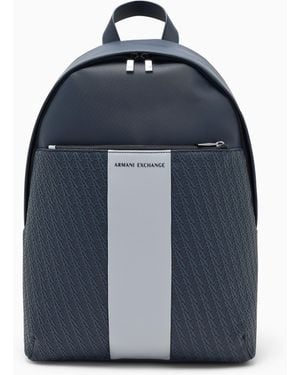 ARMANI EXCHANGE Mochila Texturizada Con Franja Vertical Y Bolsillo Frontal - Azul