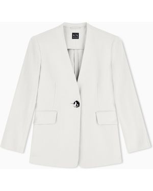 ARMANI EXCHANGE Linen Twill Fabric Jacket - White