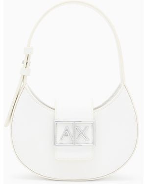 ARMANI EXCHANGE Bolso De Media Luna Con Solapa Y Logotipo Metálico - Blanco