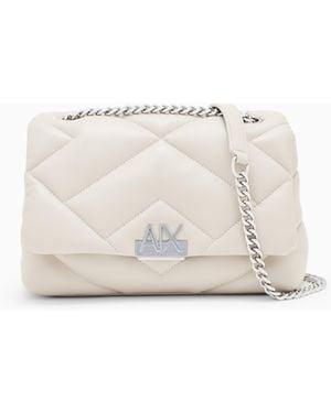 ARMANI EXCHANGE Bolso Bandolera Acolchado Con Solapa Y Correa De Cadena - Blanco