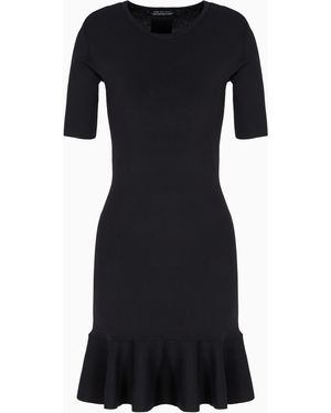 ARMANI EXCHANGE Abito Midi Con Gonna A Balze E Maniche Corte - Nero