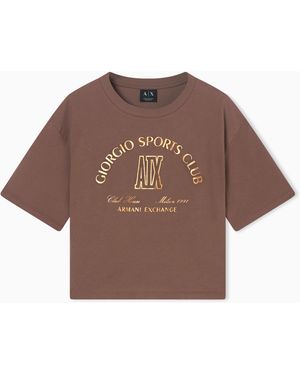 ARMANI EXCHANGE Cropped T-Shirt - Brown