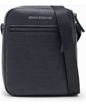 ARMANI EXCHANGE Bandolera Con Motivo En Relieve Y Logotipo Metalizado - Azul