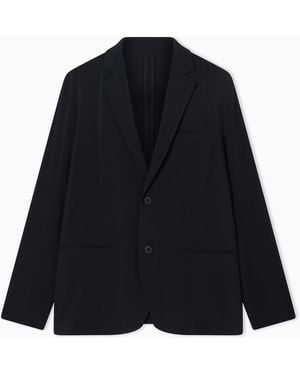 ARMANI EXCHANGE Casual Stretch Lyocell Silk Effect Jacket - Blue