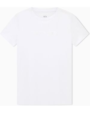 ARMANI EXCHANGE Jersey T-Shirt With A Crew Neck Essential Logo Signature - White