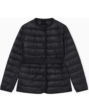 ARMANI EXCHANGE Short Quilted Nylon Down Jacket - Blue